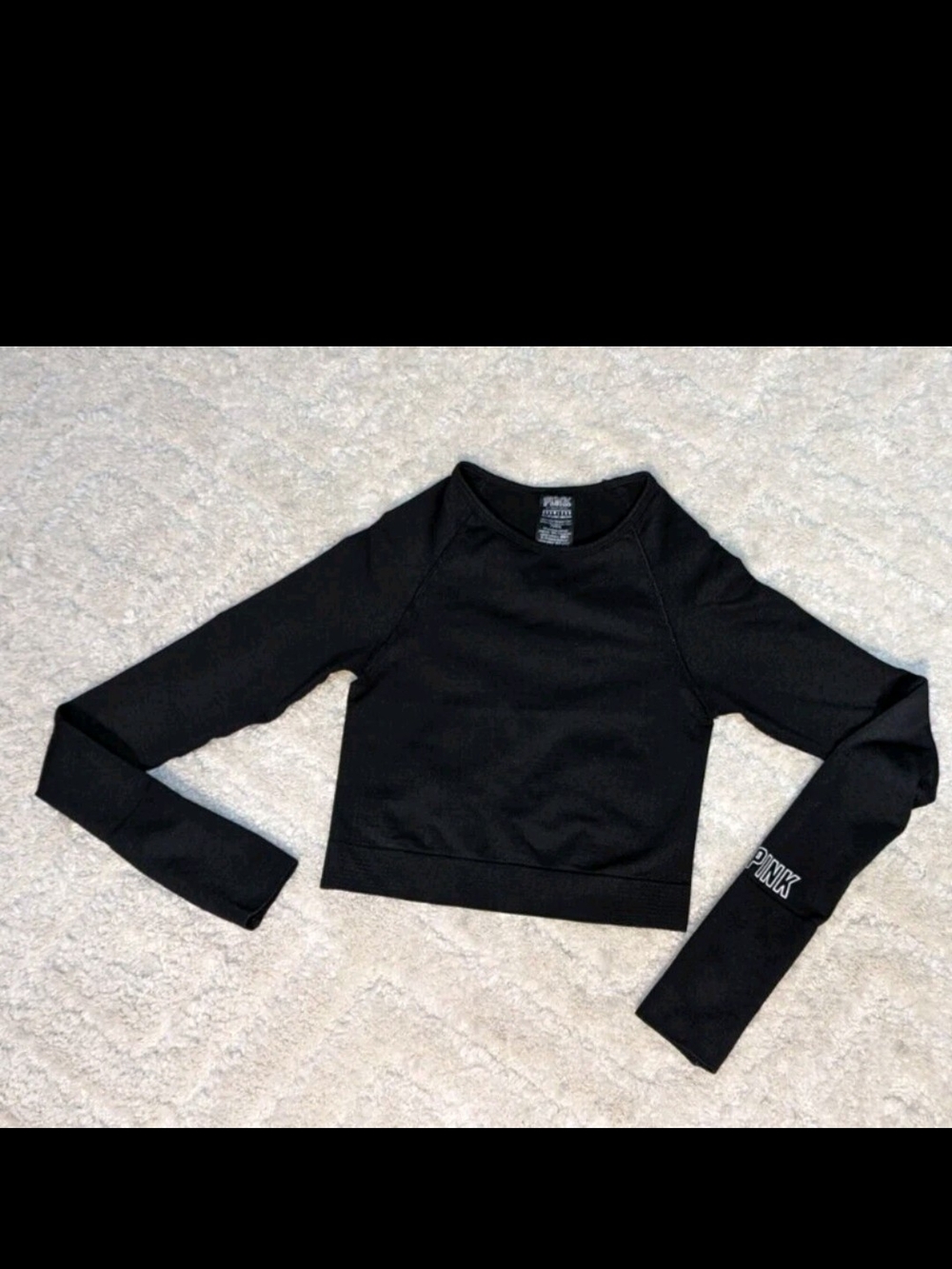 Victoria’s Secret PINK Active Long sleeve Black Seamless Crewneck, XS
